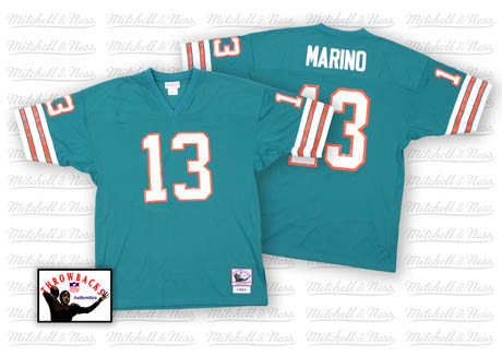 Youth Authentic Dan Marino Mitchell and Ness Jersey Aqua Green Home - #13 Throwback NFL Miami Dolphins